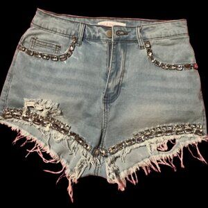 RHINESTONE BLING  JEAN SHORTS - BLING DAISY DUKES